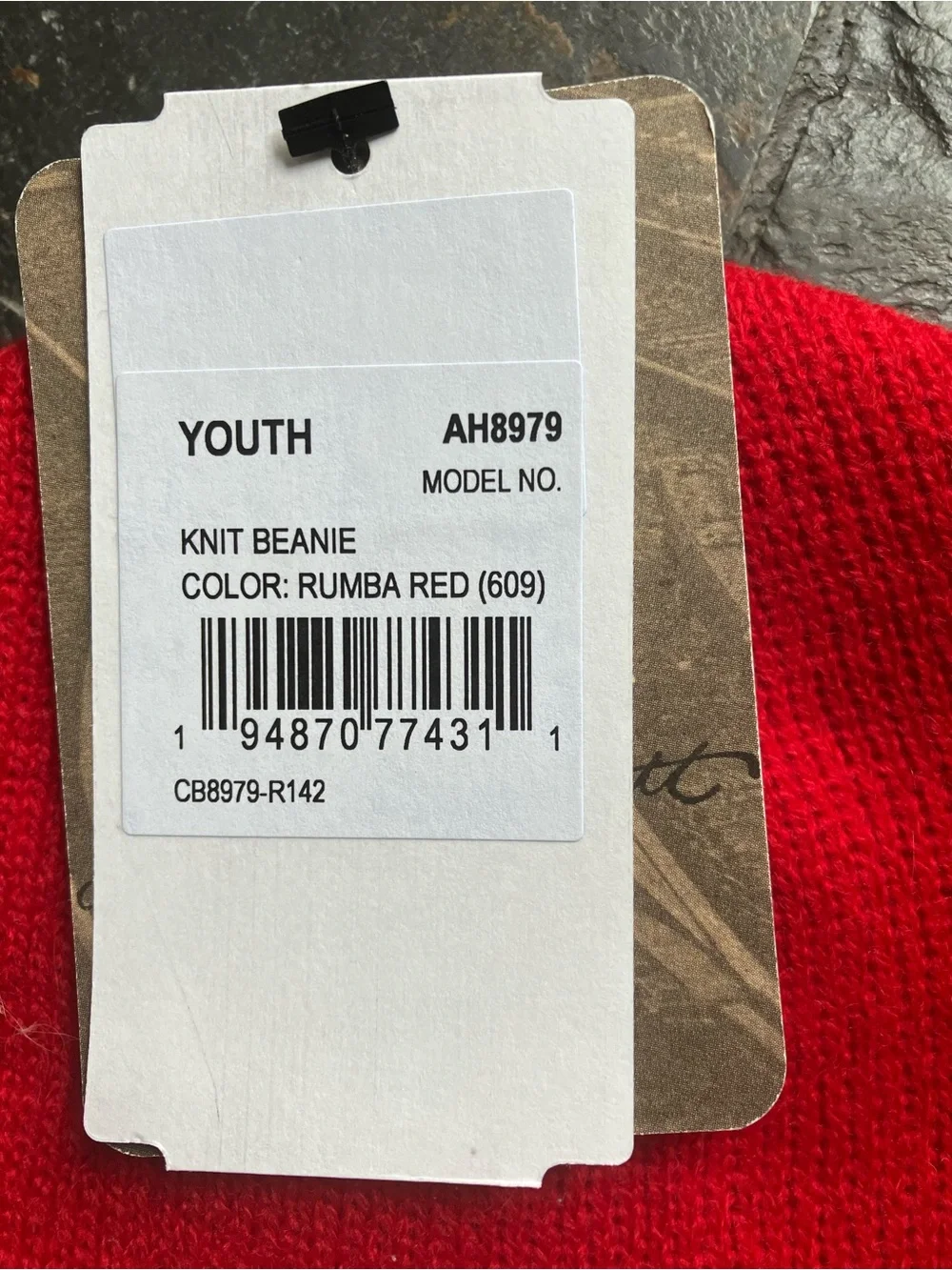 Carhartt Kids Red and White Cuffed Beanie